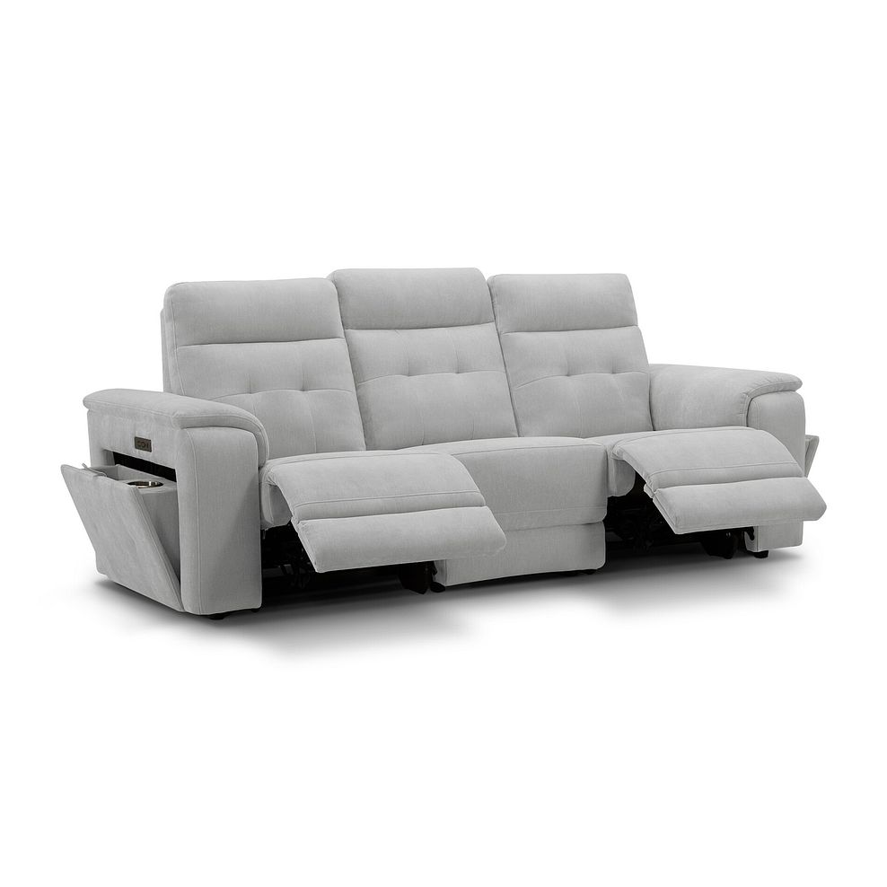 Juno 3 Seater Electric Recliner Sofa With Power Headrests in Amigo Dove Fabric 4