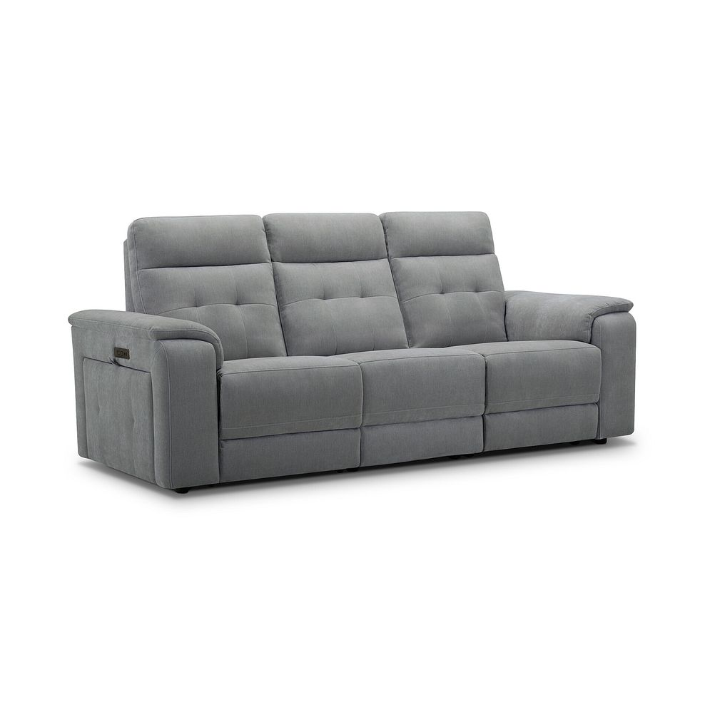 Juno 3 Seater Electric Recliner Sofa With Power Headrests in Amigo Granite Fabric 1