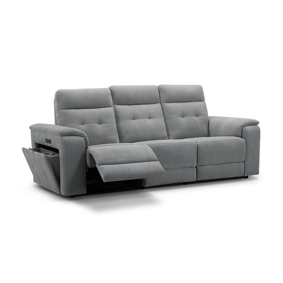 Juno 3 Seater Electric Recliner Sofa With Power Headrests in Amigo Granite Fabric 2