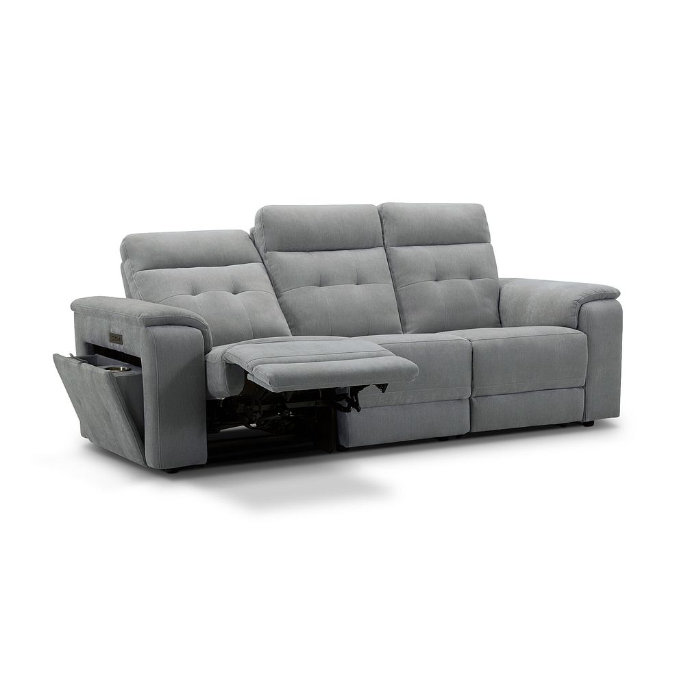 Juno 3 Seater Electric Recliner Sofa With Power Headrests in Amigo Granite Fabric 3