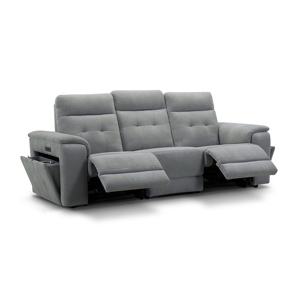 Juno 3 Seater Electric Recliner Sofa With Power Headrests in Amigo Granite Fabric 4