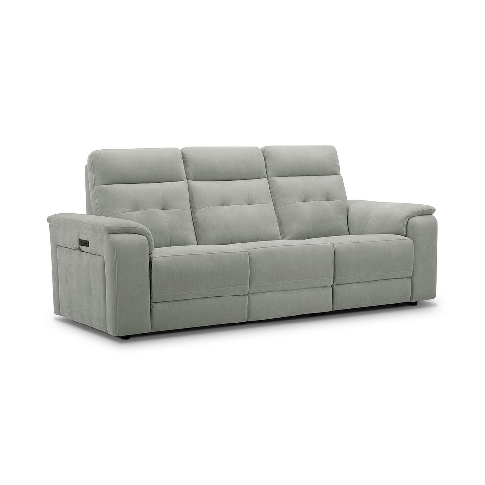 Juno 3 Seater Electric Recliner Sofa With Power Headrests in Amigo Sage Fabric 1