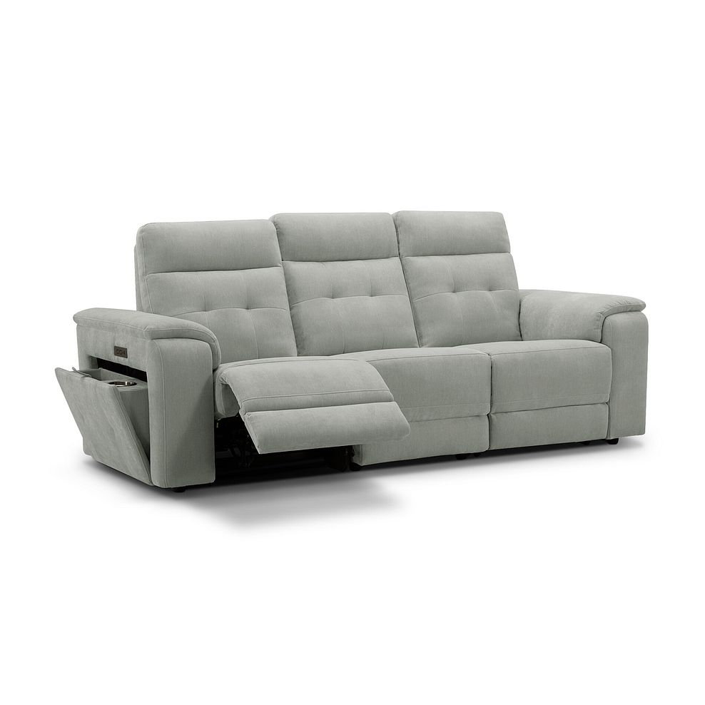 Juno 3 Seater Electric Recliner Sofa With Power Headrests in Amigo Sage Fabric 2