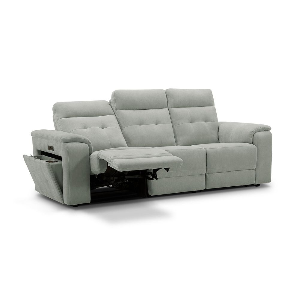 Juno 3 Seater Electric Recliner Sofa With Power Headrests in Amigo Sage Fabric 3