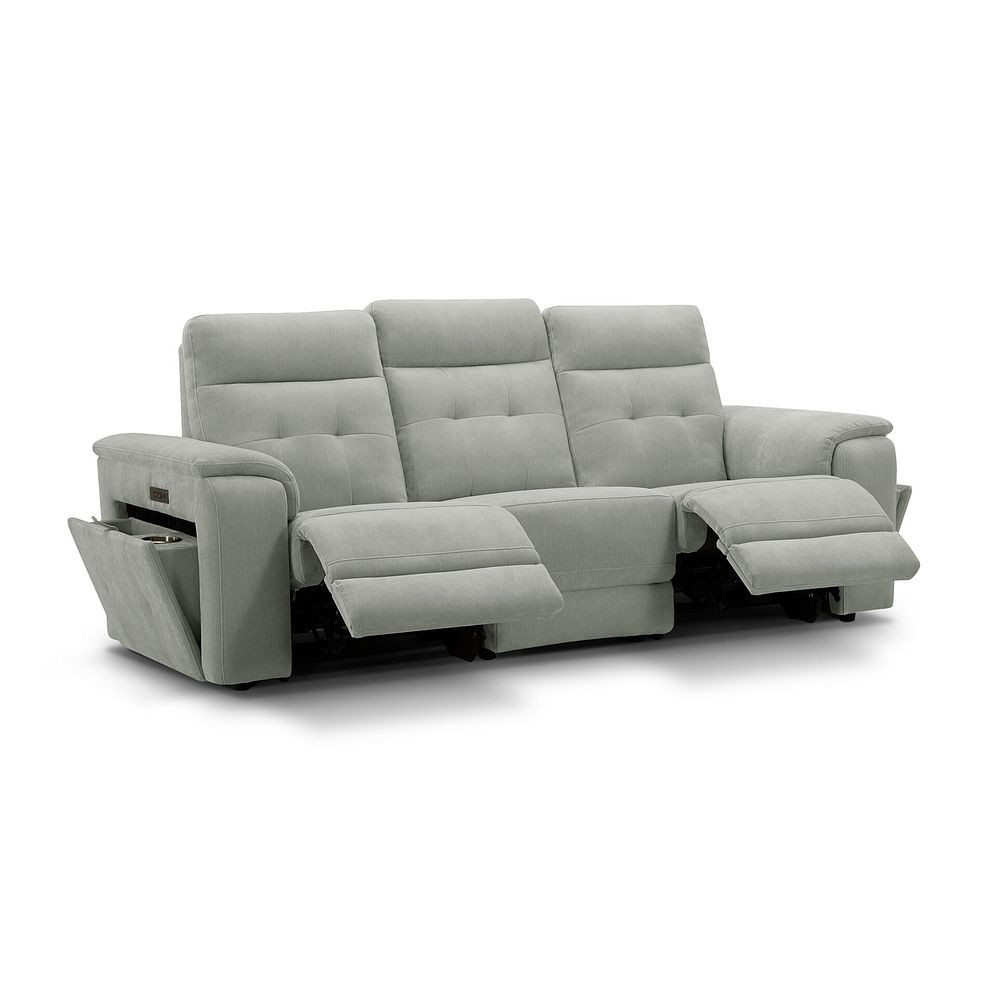 Juno 3 Seater Electric Recliner Sofa With Power Headrests in Amigo Sage Fabric 4