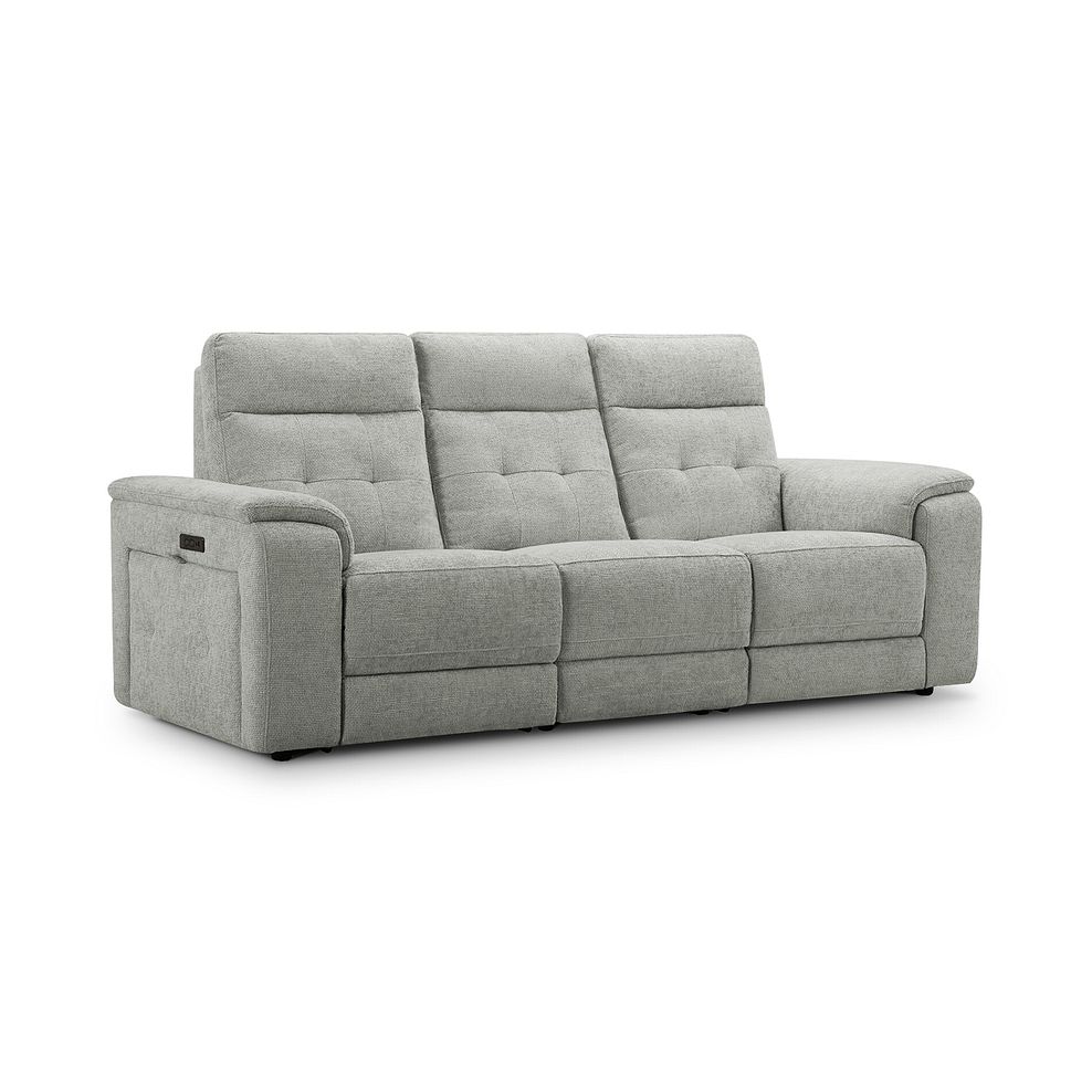 Juno 3 Seater Electric Recliner Sofa With Power Headrests in Hopsack Dove Fabric 1