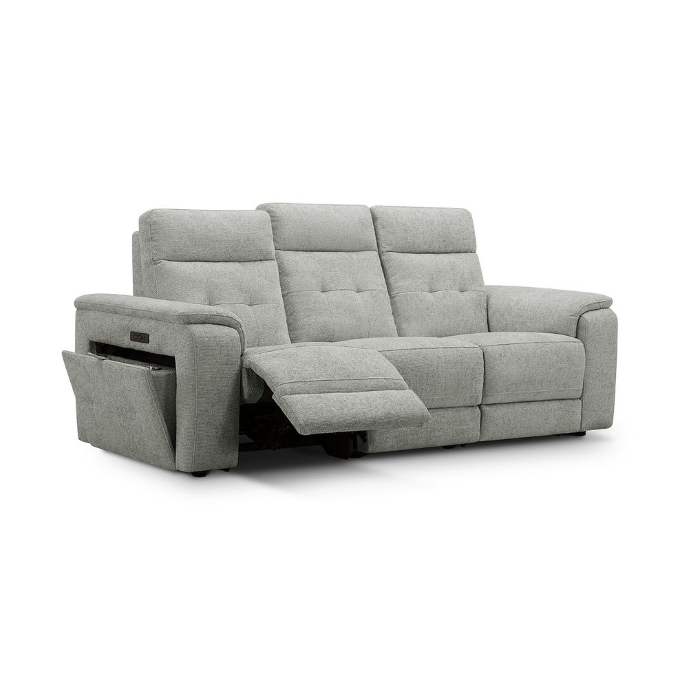 Juno 3 Seater Electric Recliner Sofa With Power Headrests in Hopsack Dove Fabric 3