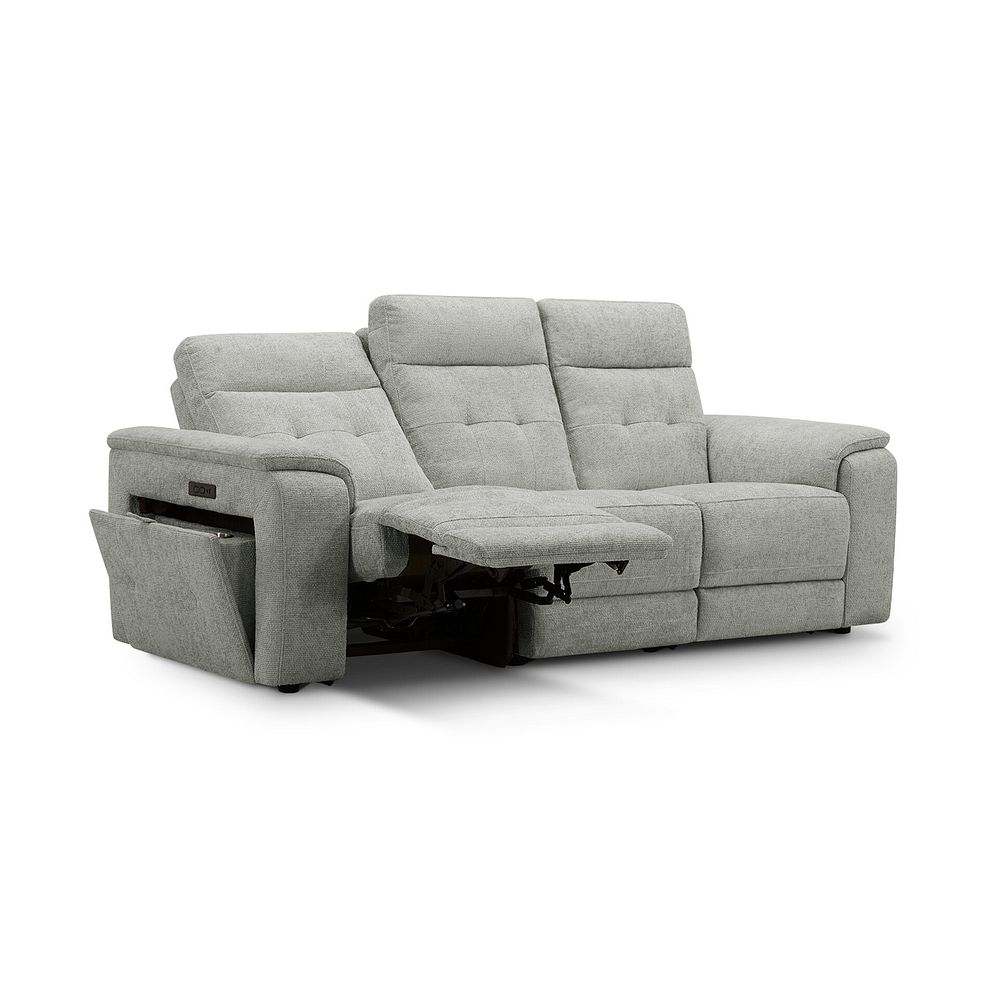 Juno 3 Seater Electric Recliner Sofa With Power Headrests in Hopsack Dove Fabric 4