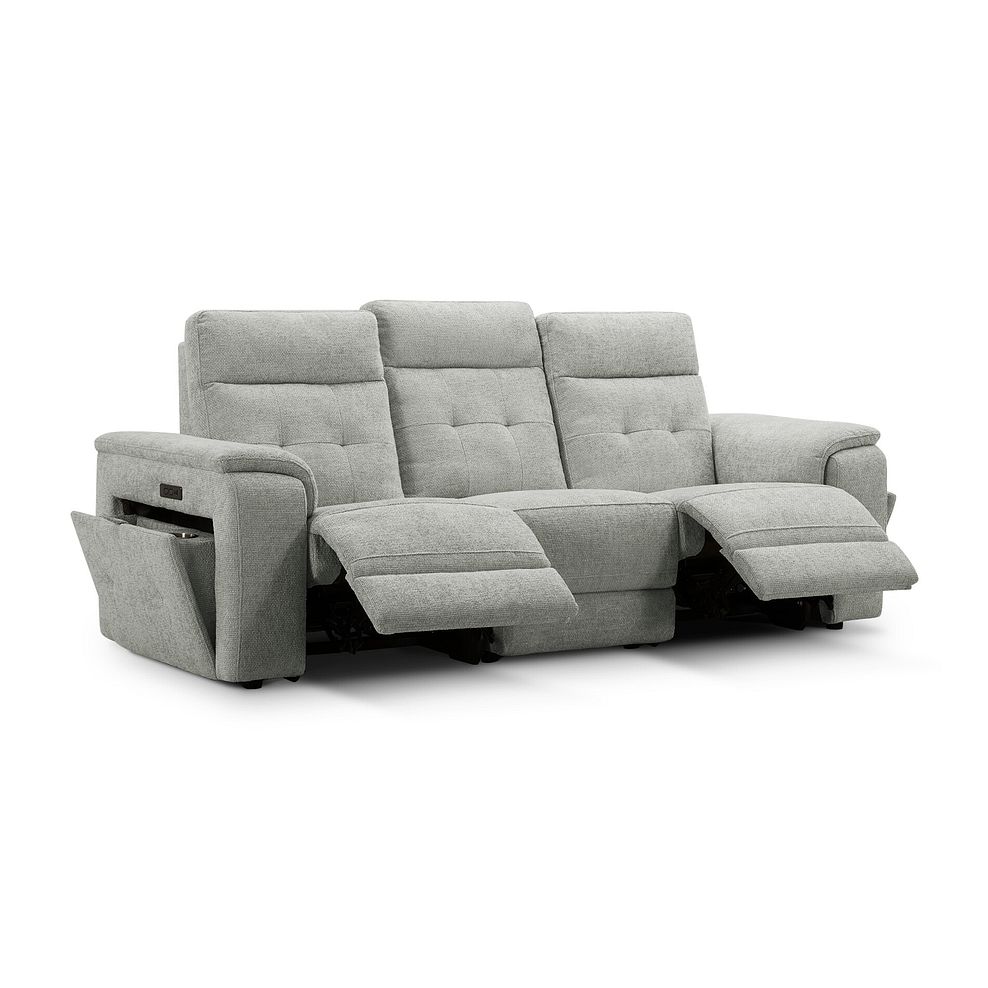 Juno 3 Seater Electric Recliner Sofa With Power Headrests in Hopsack Dove Fabric 5