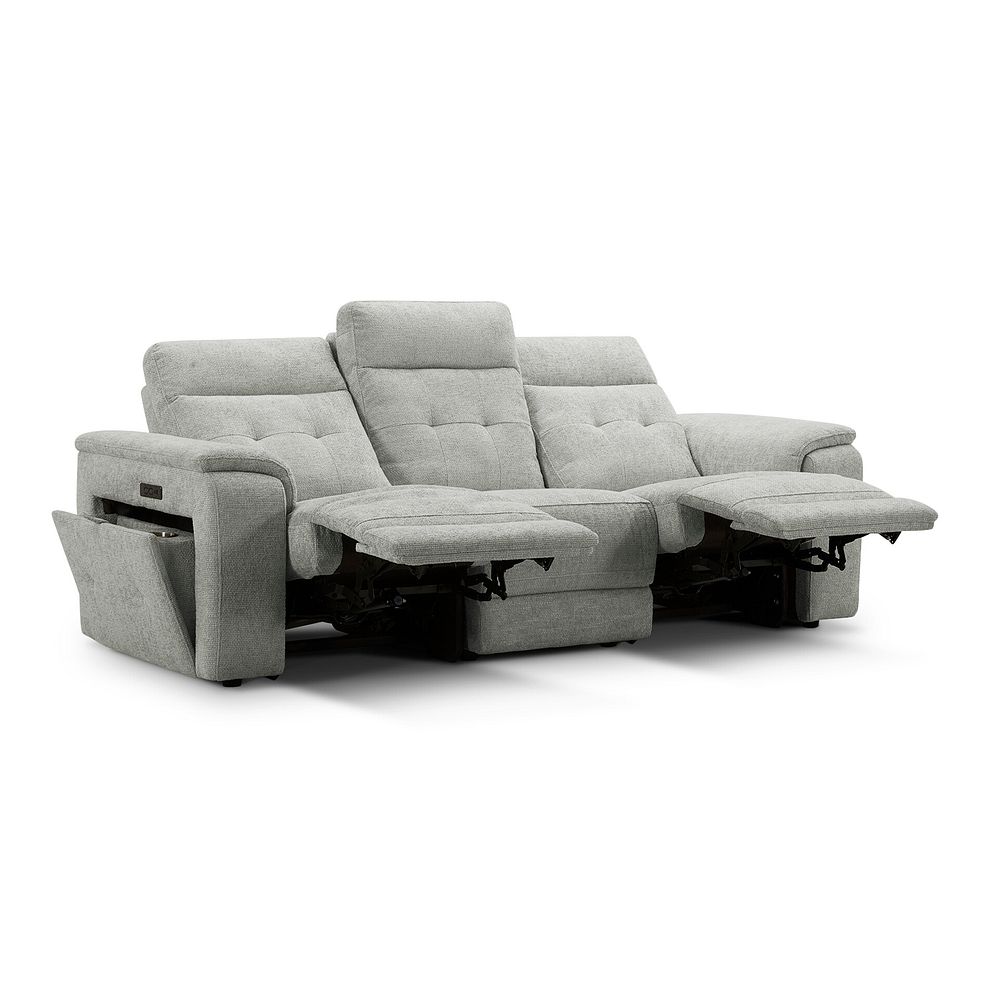 Juno 3 Seater Electric Recliner Sofa With Power Headrests in Hopsack Dove Fabric 6