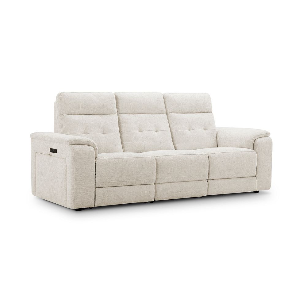 Juno 3 Seater Electric Recliner Sofa With Power Headrests in Hopsack Natural Fabric 1