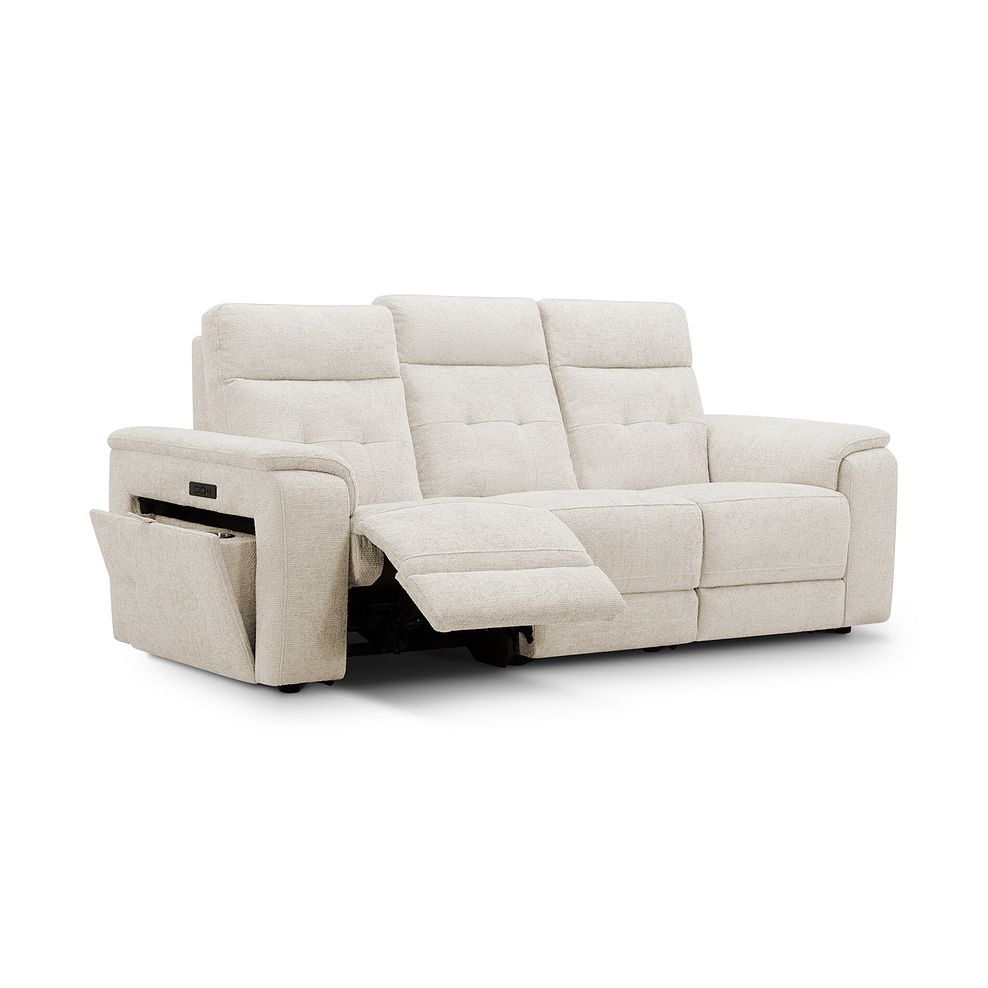 Juno 3 Seater Electric Recliner Sofa With Power Headrests in Hopsack Natural Fabric 3