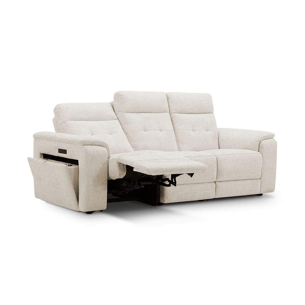 Juno 3 Seater Electric Recliner Sofa With Power Headrests in Hopsack Natural Fabric 4