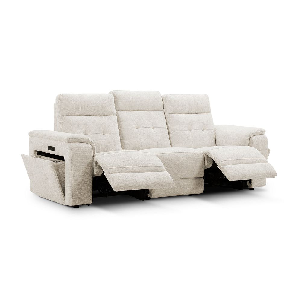 Juno 3 Seater Electric Recliner Sofa With Power Headrests in Hopsack Natural Fabric 5