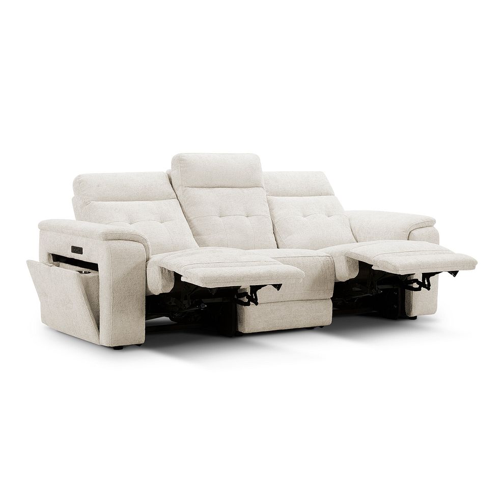 Juno 3 Seater Electric Recliner Sofa With Power Headrests in Hopsack Natural Fabric 6