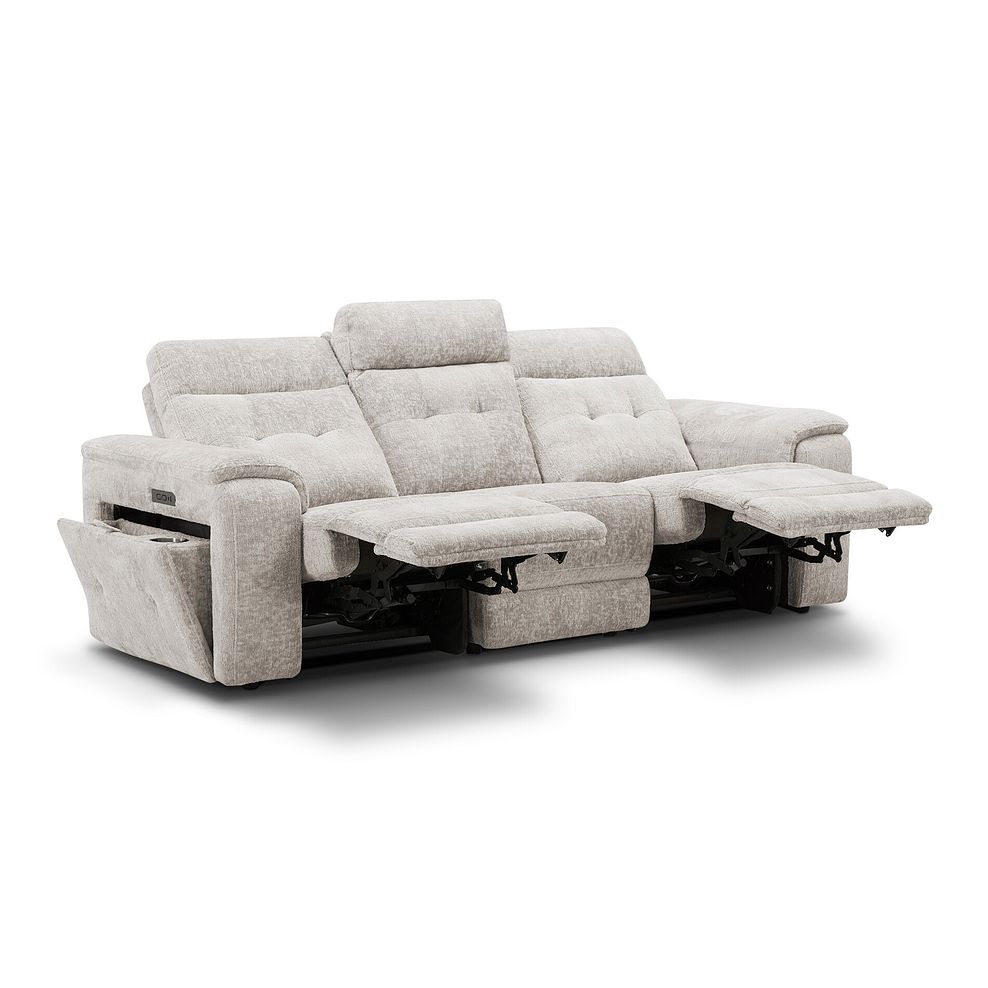 Juno 3 Seater Electric Recliner Sofa With Power Headrests in Koto Turtle Dove Fabric 9