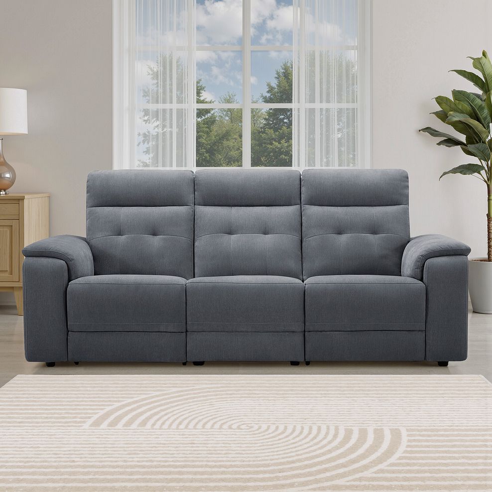 Juno 3 Seater Electric Recliner Sofa With Power Headrests in Amigo Coal Fabric 1