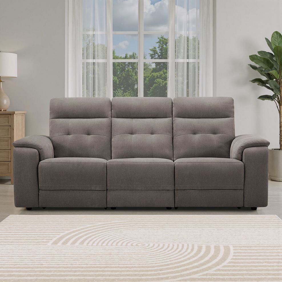 Juno 3 Seater Electric Recliner Sofa With Power Headrests in Amigo Cocoa Fabric 1