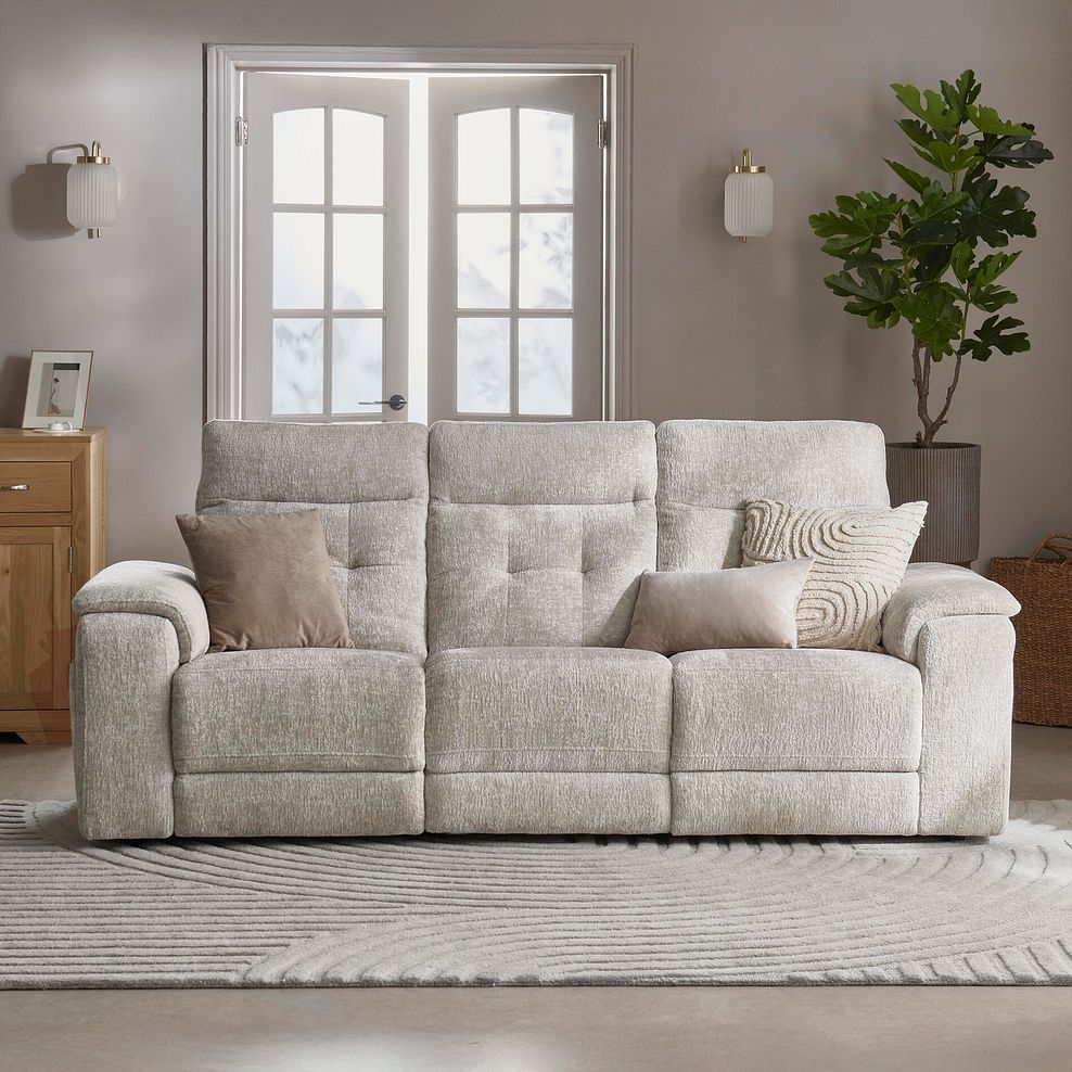 Juno 3 Seater Electric Recliner Sofa With Power Headrests in Koto Turtle Dove Fabric 2
