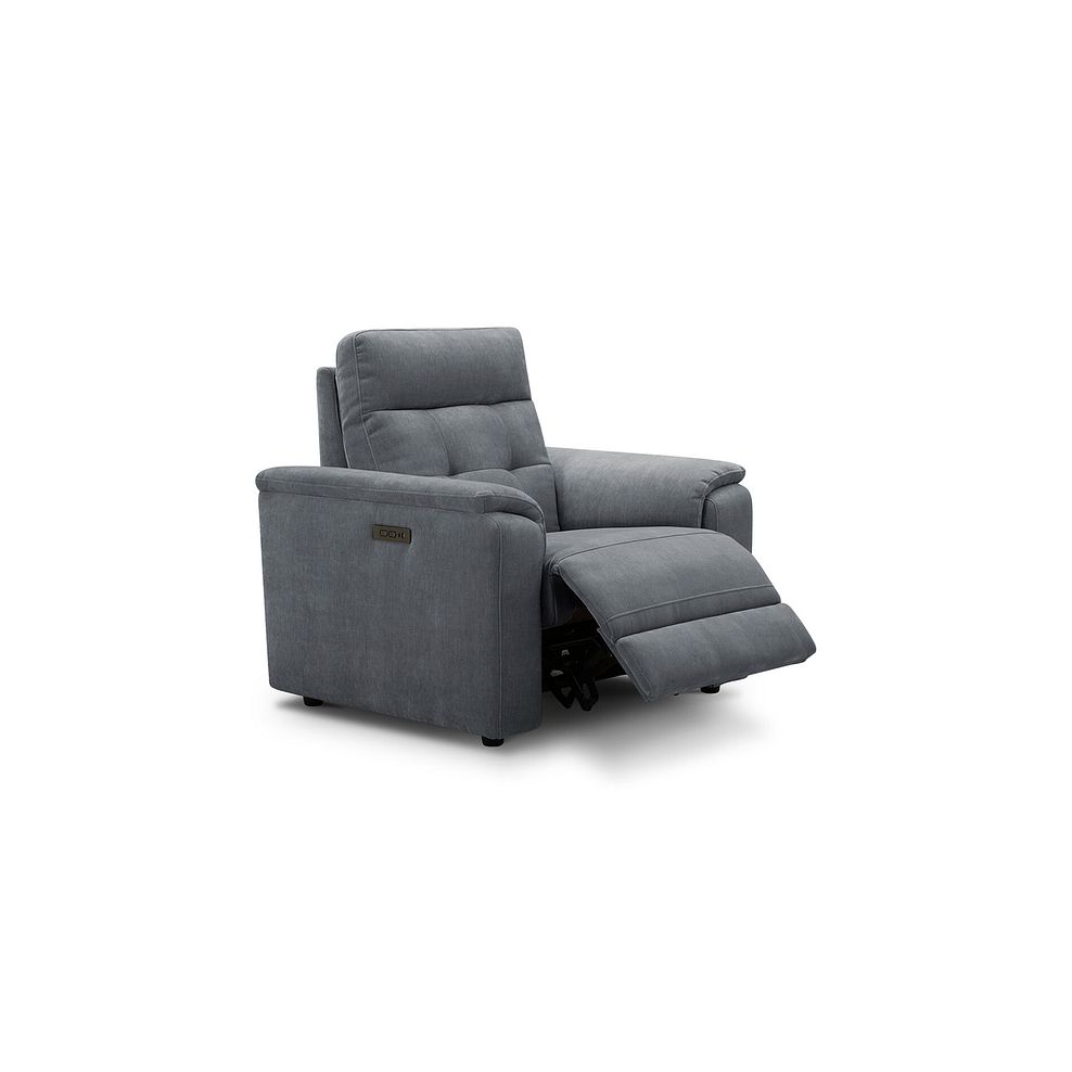 Juno Electric Recliner Armchair With Power Headrest in Amigo Coal Fabric 2