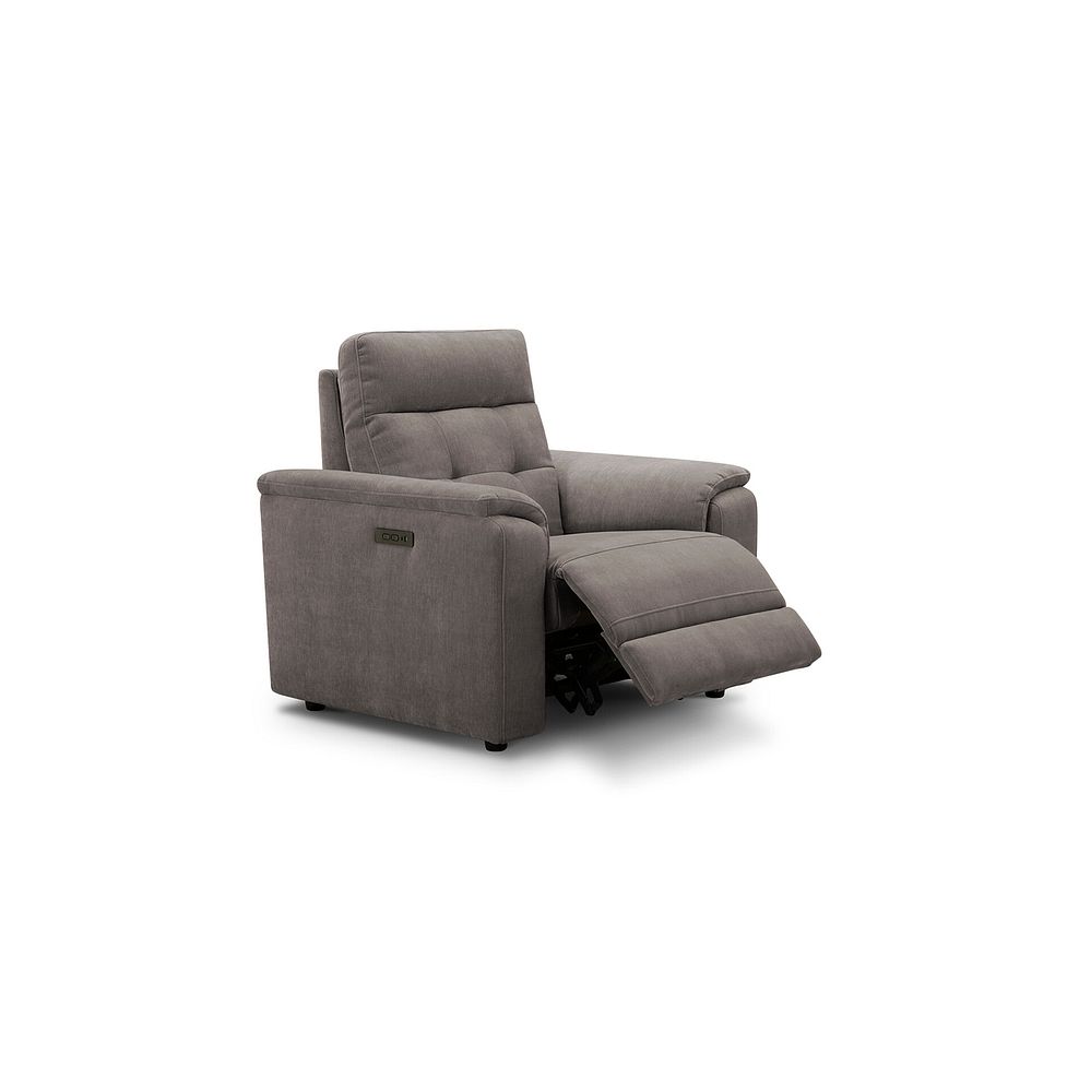 Juno Electric Recliner Armchair With Power Headrest in Amigo Cocoa Fabric 2