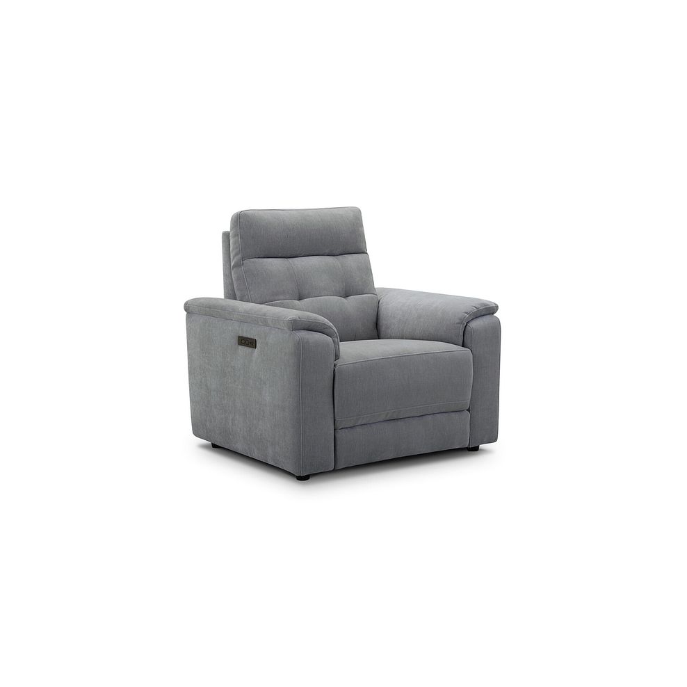 Juno Electric Recliner Armchair With Power Headrest in Amigo Granite Fabric 1