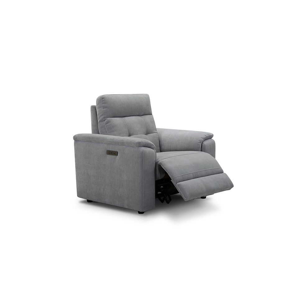 Juno Electric Recliner Armchair With Power Headrest in Amigo Granite Fabric 2