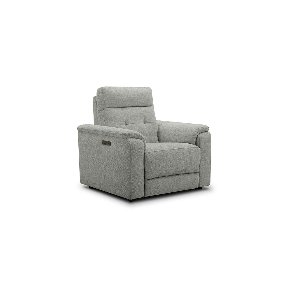 Juno Electric Recliner Armchair With Power Headrest in Hopsack Dove Fabric 1