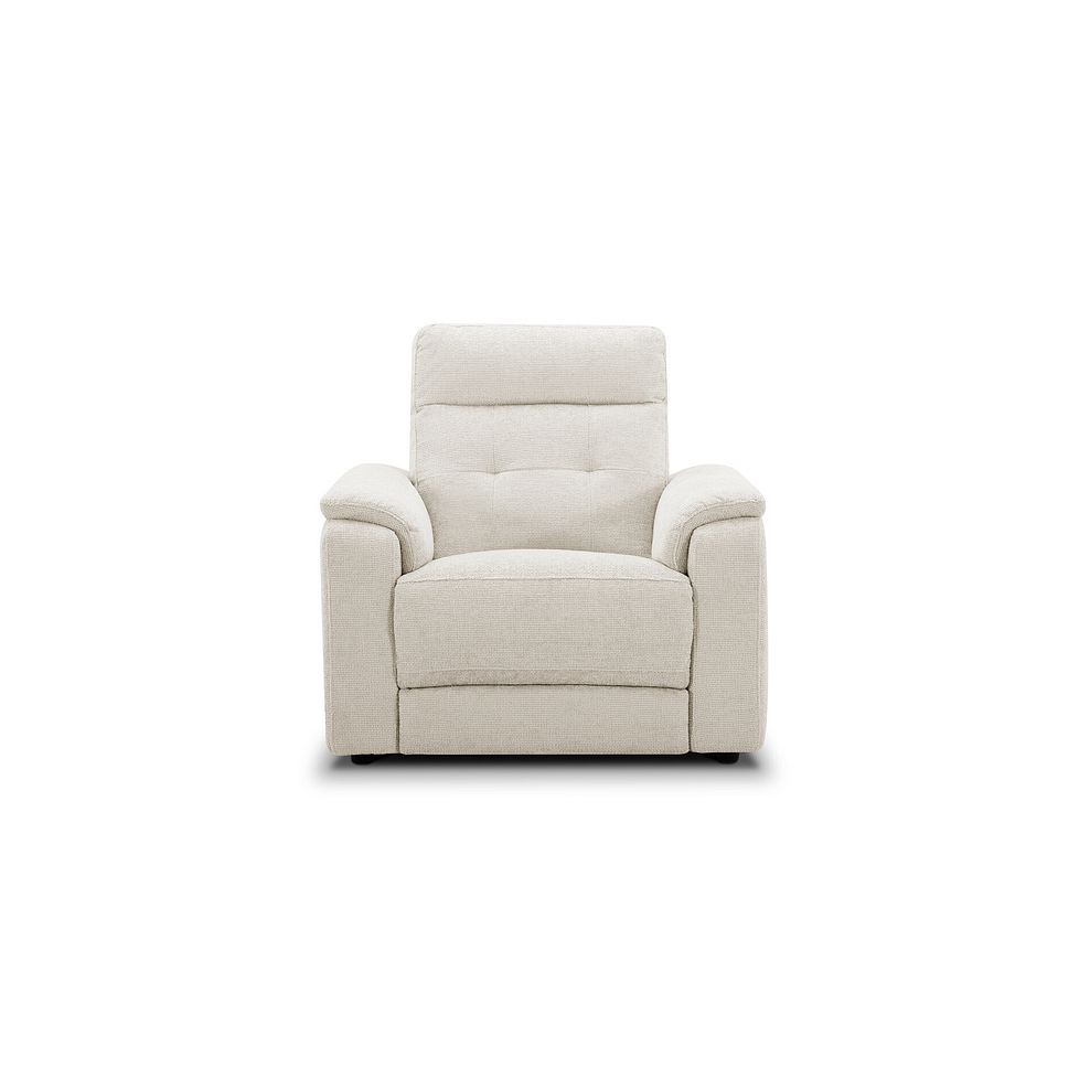 Juno Electric Recliner Armchair With Power Headrest in Hopsack Natural Fabric 2