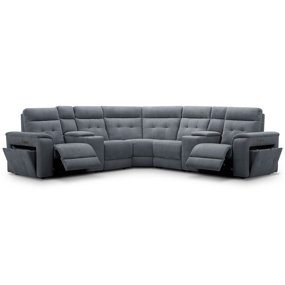 Juno Large Corner Electric Recliner Sofa With Wireless Charging Consoles and Power Headrests in Amigo Coal Fabric 2