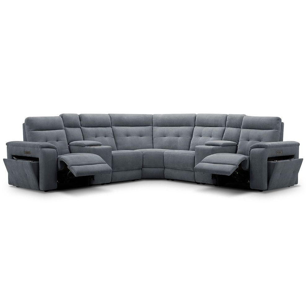 Juno Large Corner Electric Recliner Sofa With Wireless Charging Consoles and Power Headrests in Amigo Coal Fabric 3