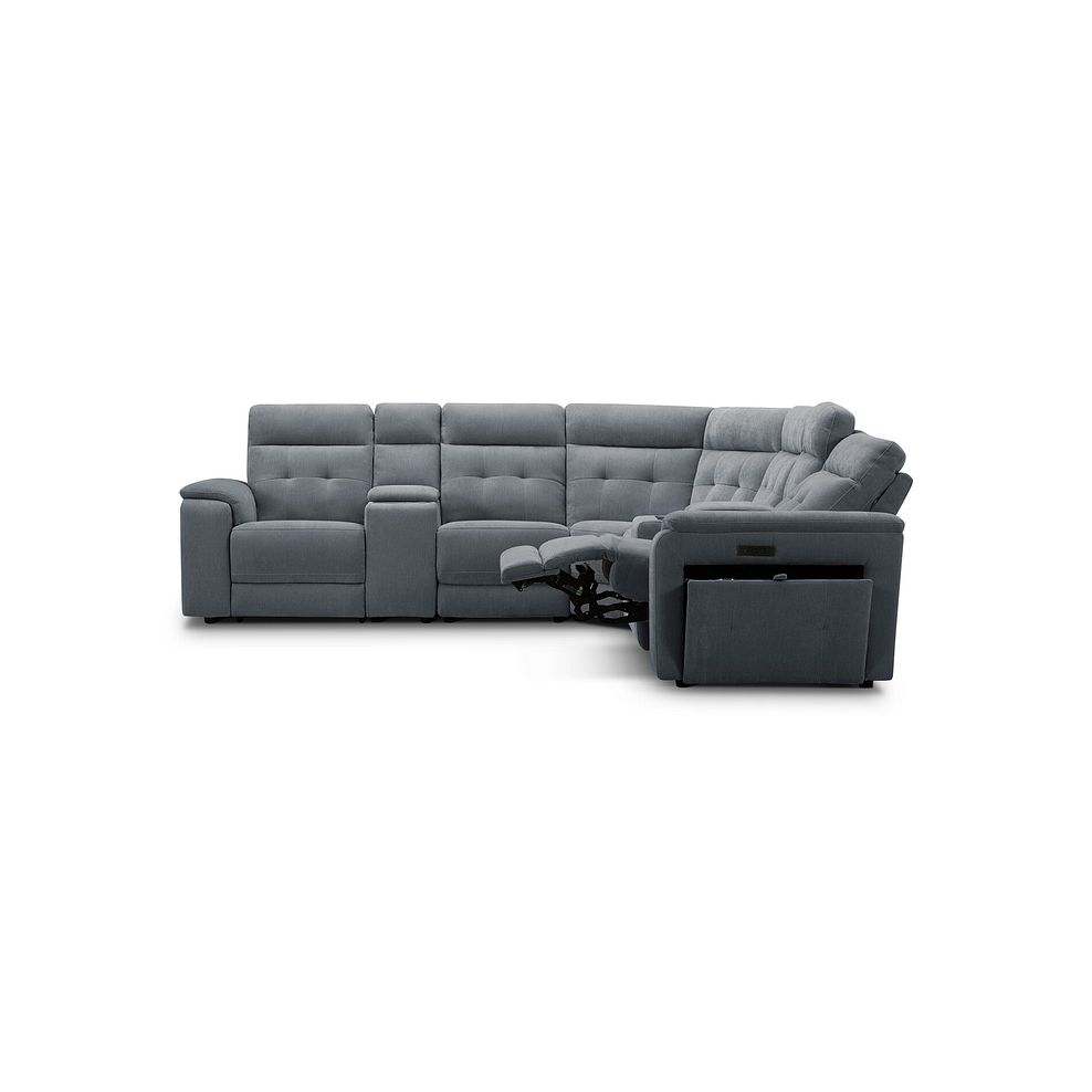 Juno Large Corner Electric Recliner Sofa With Wireless Charging Consoles and Power Headrests in Amigo Coal Fabric 6