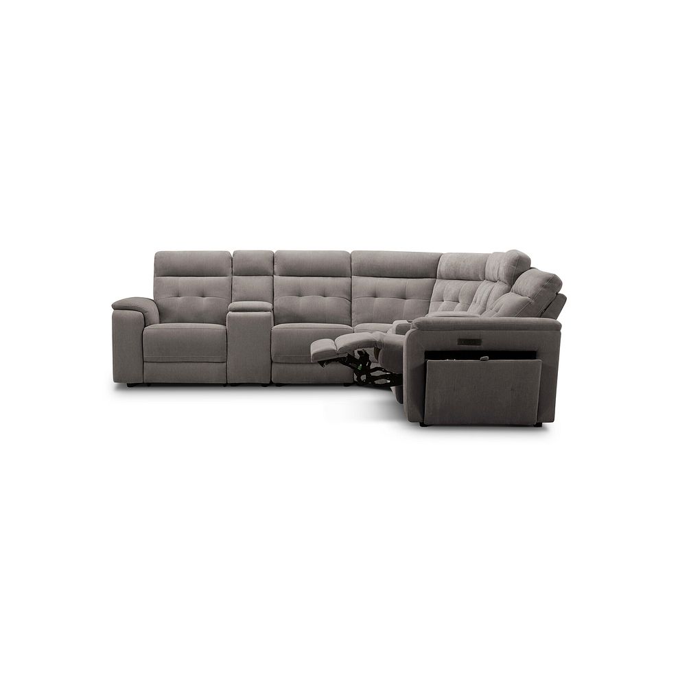 Juno Large Corner Electric Recliner Sofa With Wireless Charging Consoles and Power Headrests in Amigo Cocoa Fabric 6