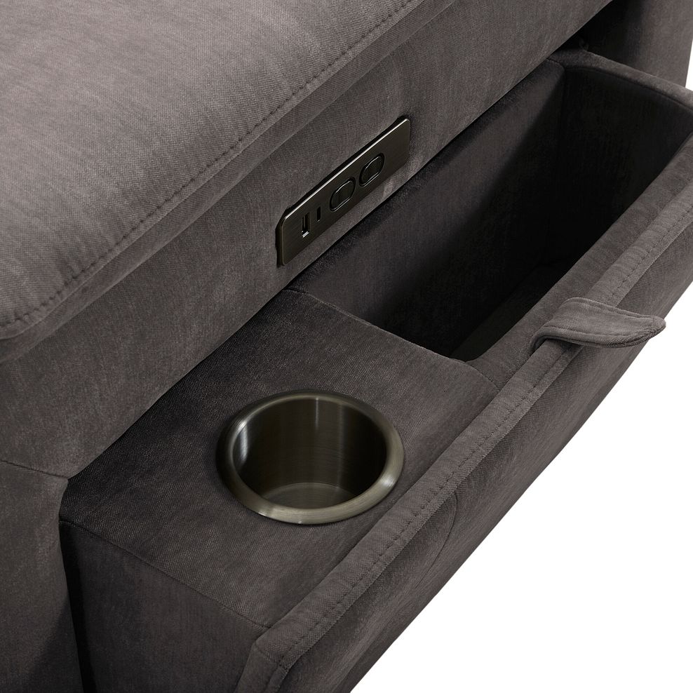 Juno Large Corner Electric Recliner Sofa With Wireless Charging Consoles and Power Headrests in Amigo Cocoa Fabric 11