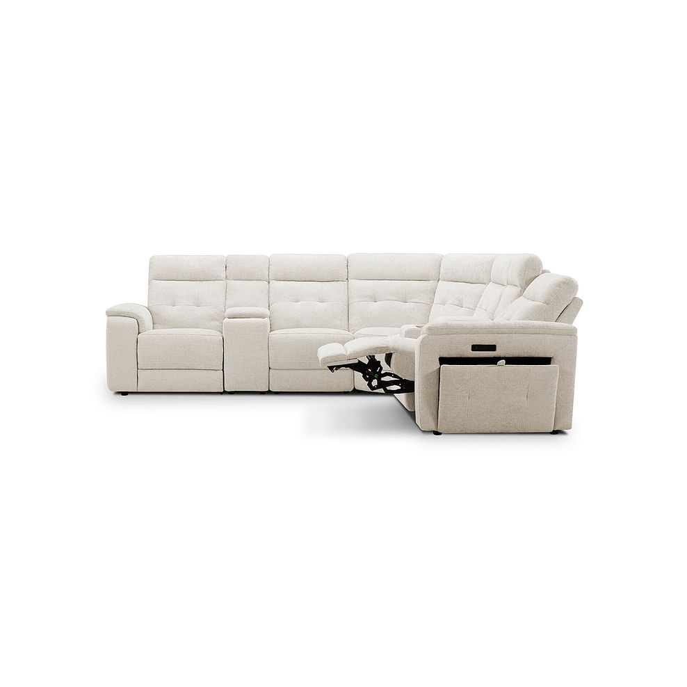Juno Large Corner Electric Recliner Sofa With Wireless Charging Consoles and Power Headrests in Hopsack Natural Fabric 6