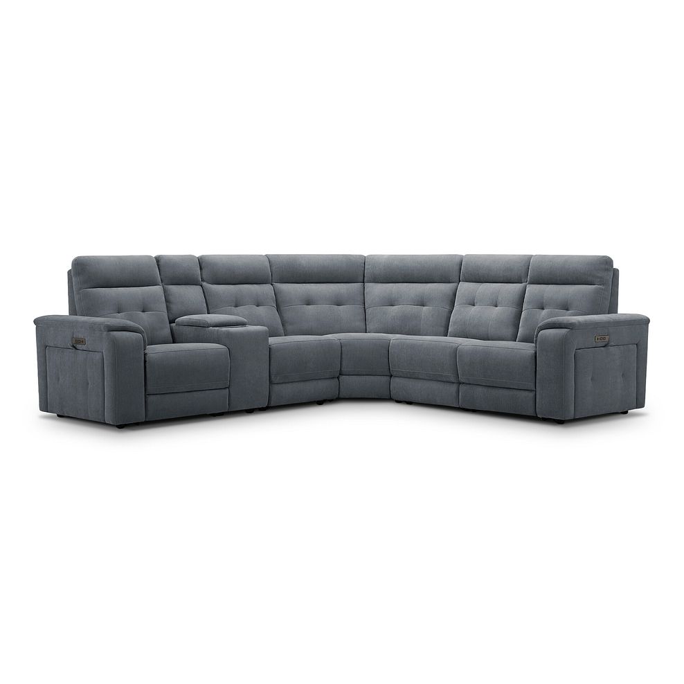 Juno Large Corner Electric Recliner Sofa With Wireless Charging Console and Power Headrests in Amigo Coal Fabric 1