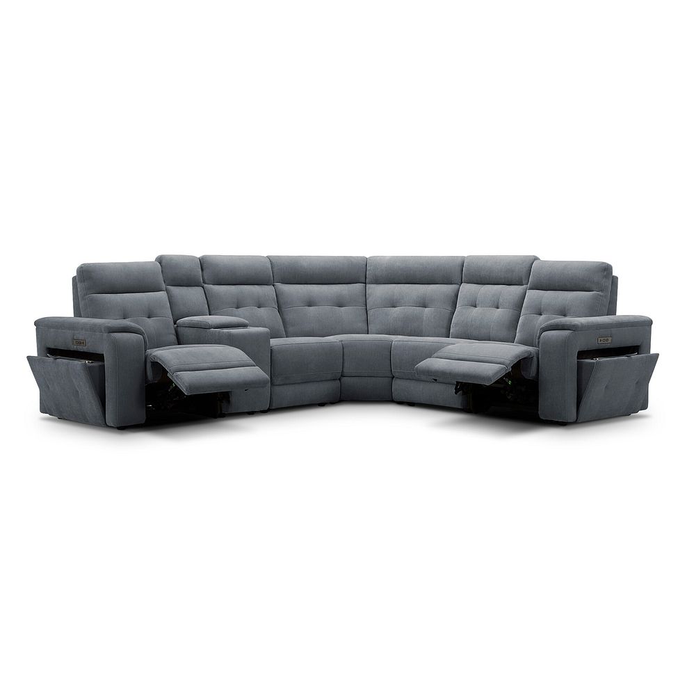 Juno Large Corner Electric Recliner Sofa With Wireless Charging Console and Power Headrests in Amigo Coal Fabric 3