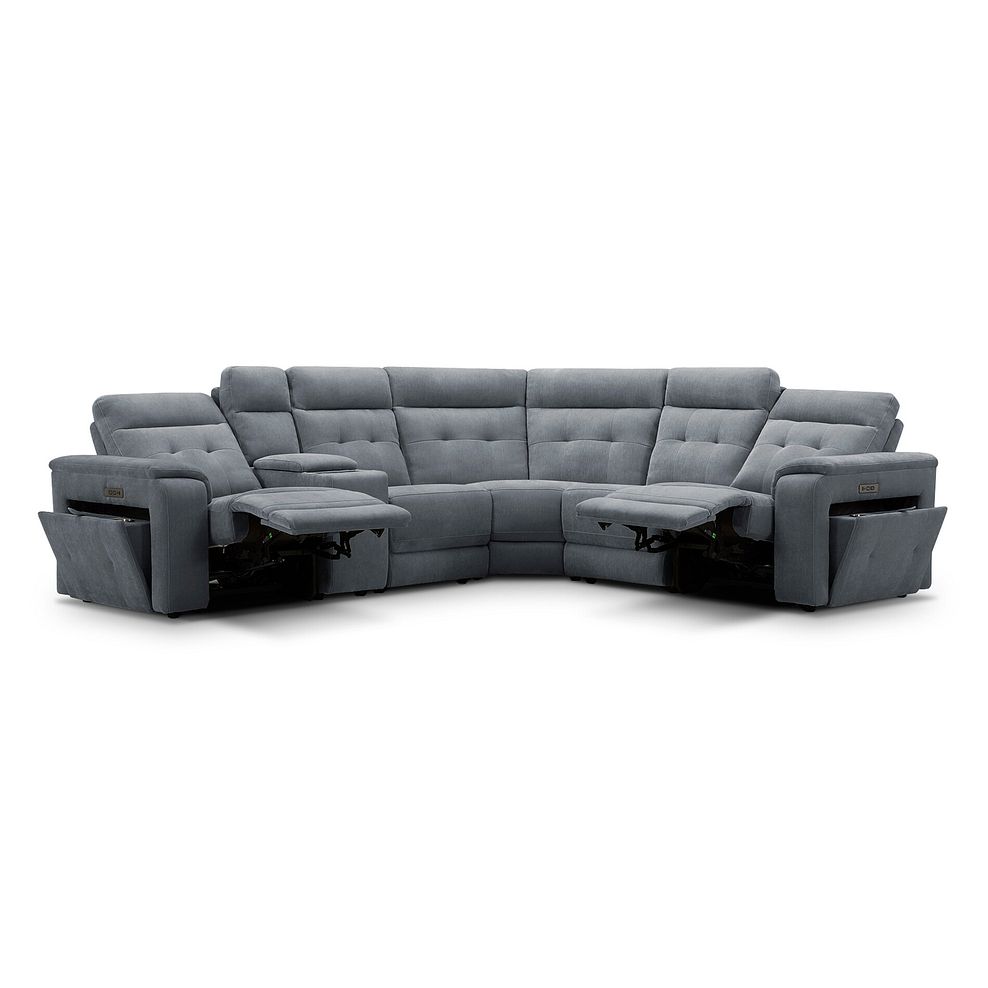 Juno Large Corner Electric Recliner Sofa With Wireless Charging Console and Power Headrests in Amigo Coal Fabric 4