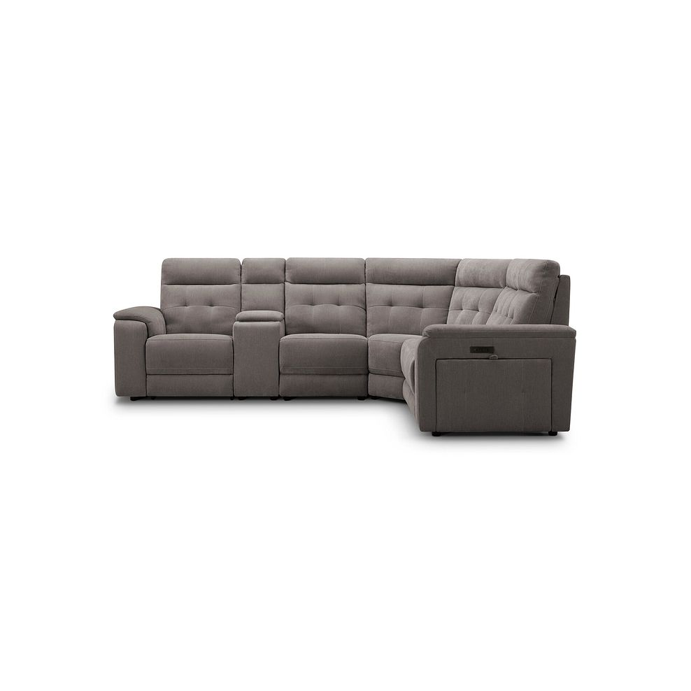 Juno Large Corner Electric Recliner Sofa With Wireless Charging Console and Power Headrests in Amigo Cocoa Fabric 5