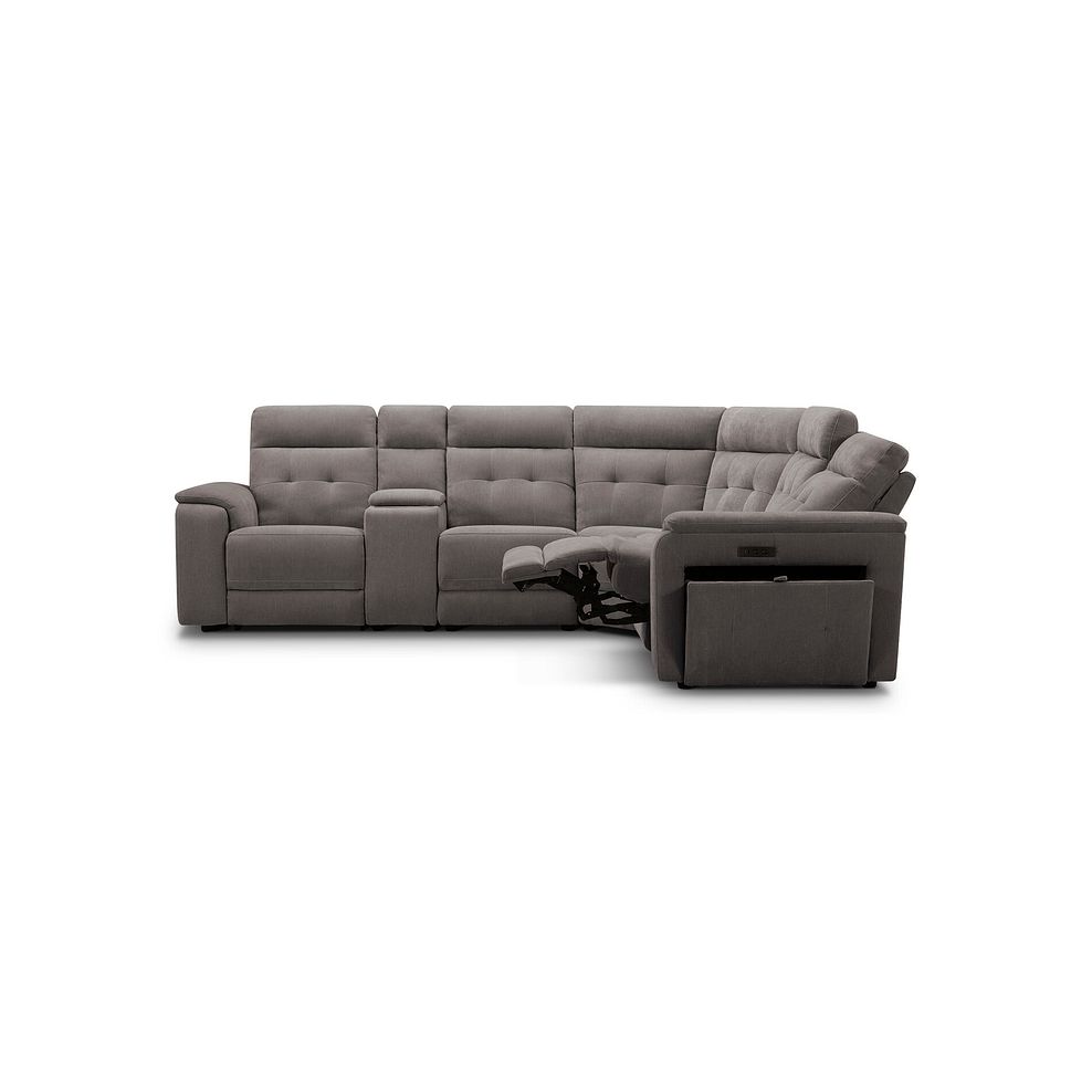 Juno Large Corner Electric Recliner Sofa With Wireless Charging Console and Power Headrests in Amigo Cocoa Fabric 6