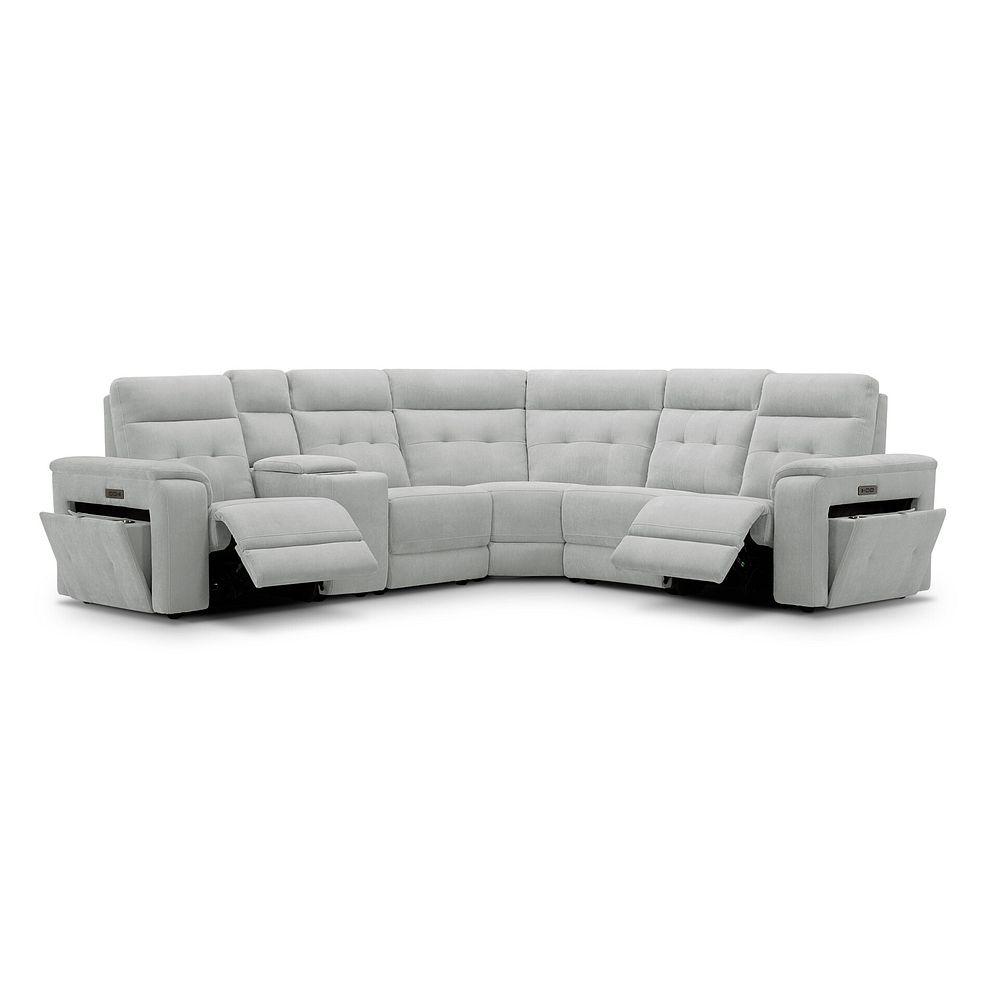 Juno Large Corner Electric Recliner Sofa With Wireless Charging Console and Power Headrests in Amigo Dove Fabric 3