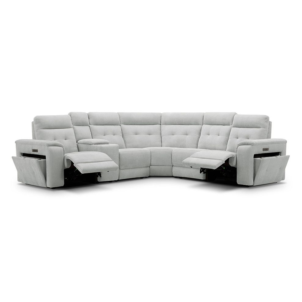 Juno Large Corner Electric Recliner Sofa With Wireless Charging Console and Power Headrests in Amigo Dove Fabric 4