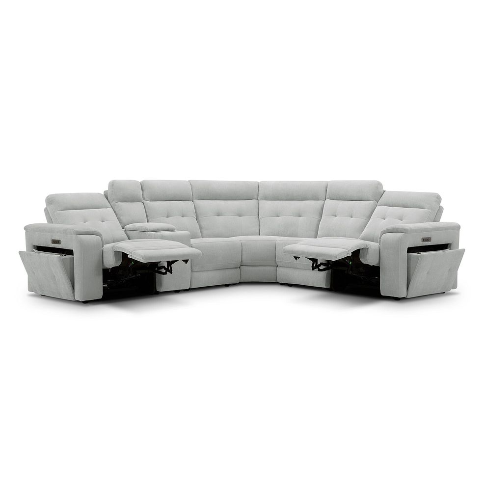 Juno Large Corner Electric Recliner Sofa With Wireless Charging Console and Power Headrests in Amigo Dove Fabric 5