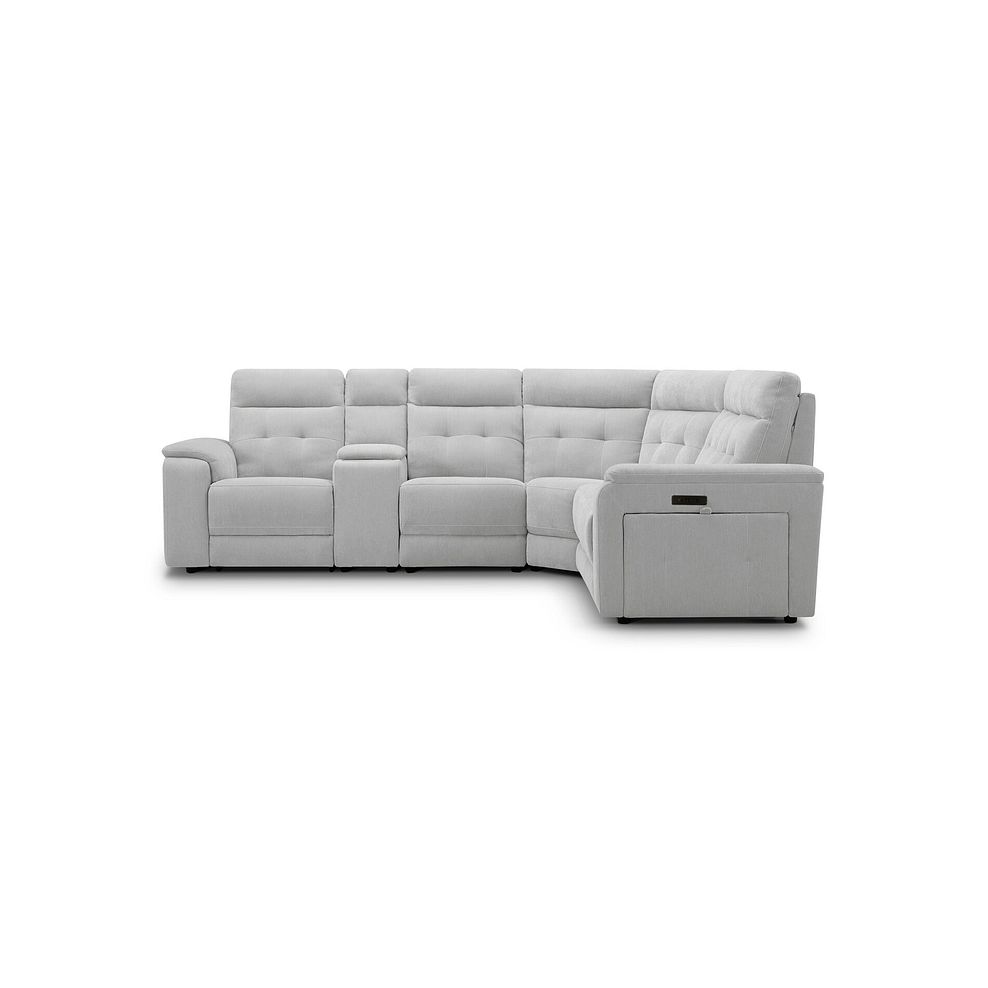 Juno Large Corner Electric Recliner Sofa With Wireless Charging Console and Power Headrests in Amigo Dove Fabric 6