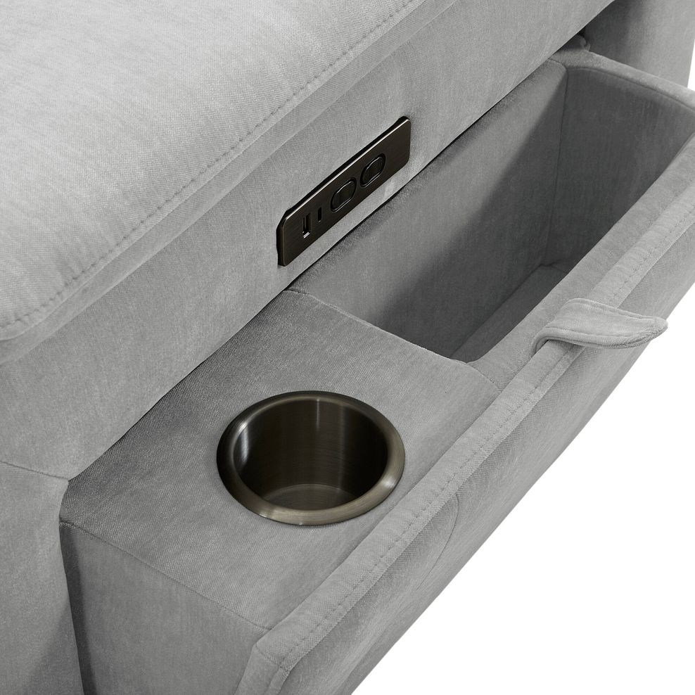 Juno Large Corner Electric Recliner Sofa With Wireless Charging Console and Power Headrests in Amigo Dove Fabric 12