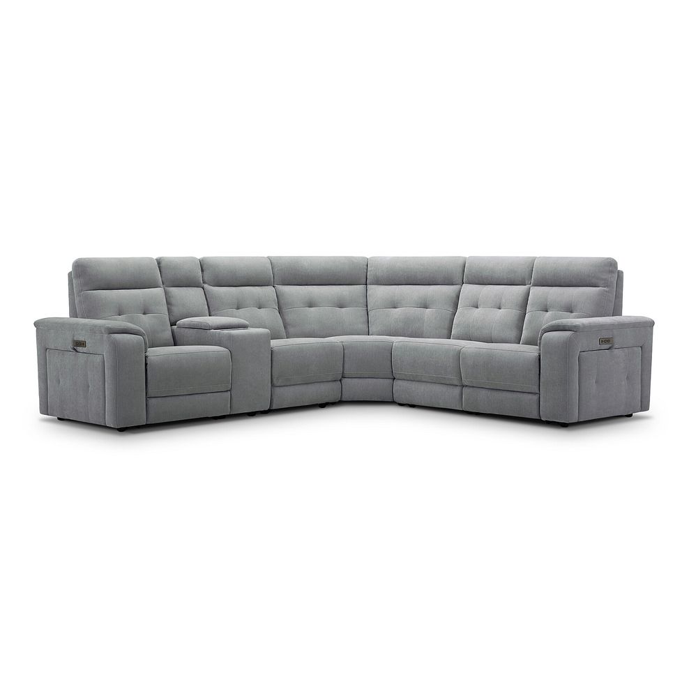 Juno Large Corner Electric Recliner Sofa With Wireless Charging Console and Power Headrests in Amigo Granite Fabric 1