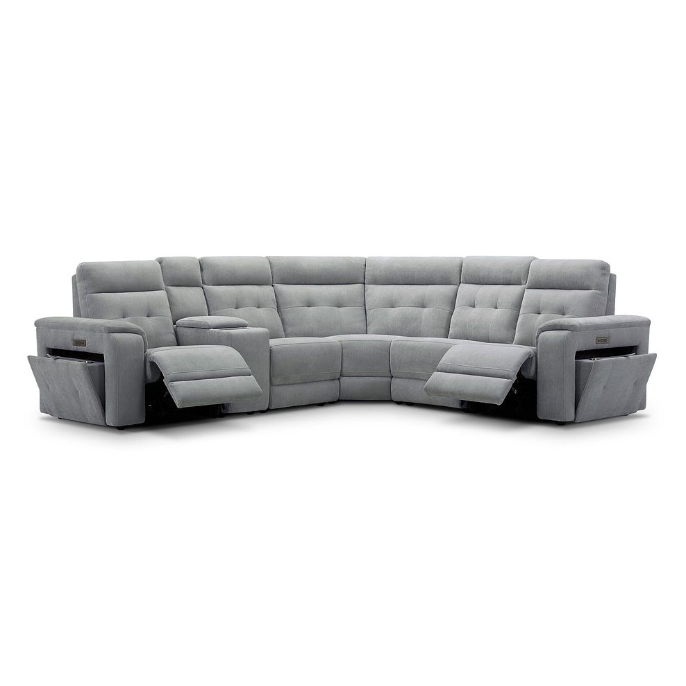 Juno Large Corner Electric Recliner Sofa With Wireless Charging Console and Power Headrests in Amigo Granite Fabric 2