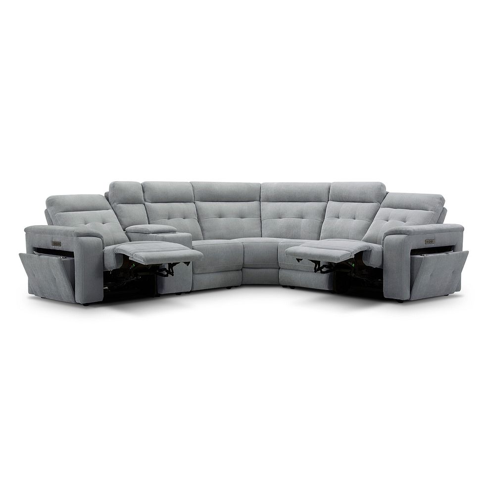 Juno Large Corner Electric Recliner Sofa With Wireless Charging Console and Power Headrests in Amigo Granite Fabric 4
