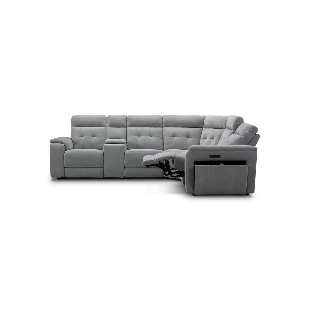 Juno Large Corner Electric Recliner Sofa With Wireless Charging Console and Power Headrests in Amigo Granite Fabric 6