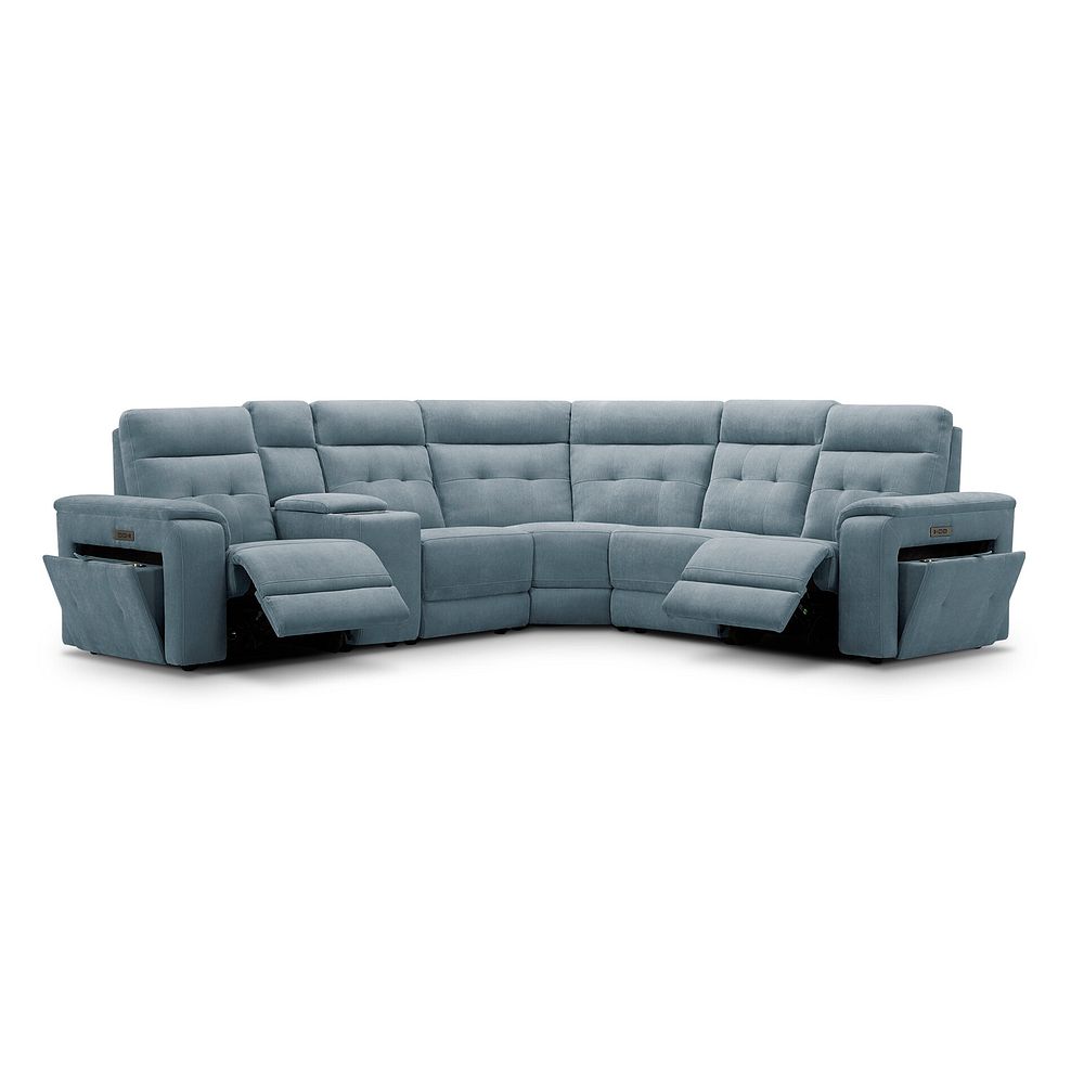 Juno Large Corner Electric Recliner Sofa With Wireless Charging Console and Power Headrests in Amigo Mineral Fabric 3